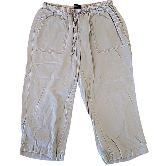 Women’s Boho Beige Linen Cottagecore Capri Pants 12 Minimalist Lagenlook Travel - Picture 2 of 10